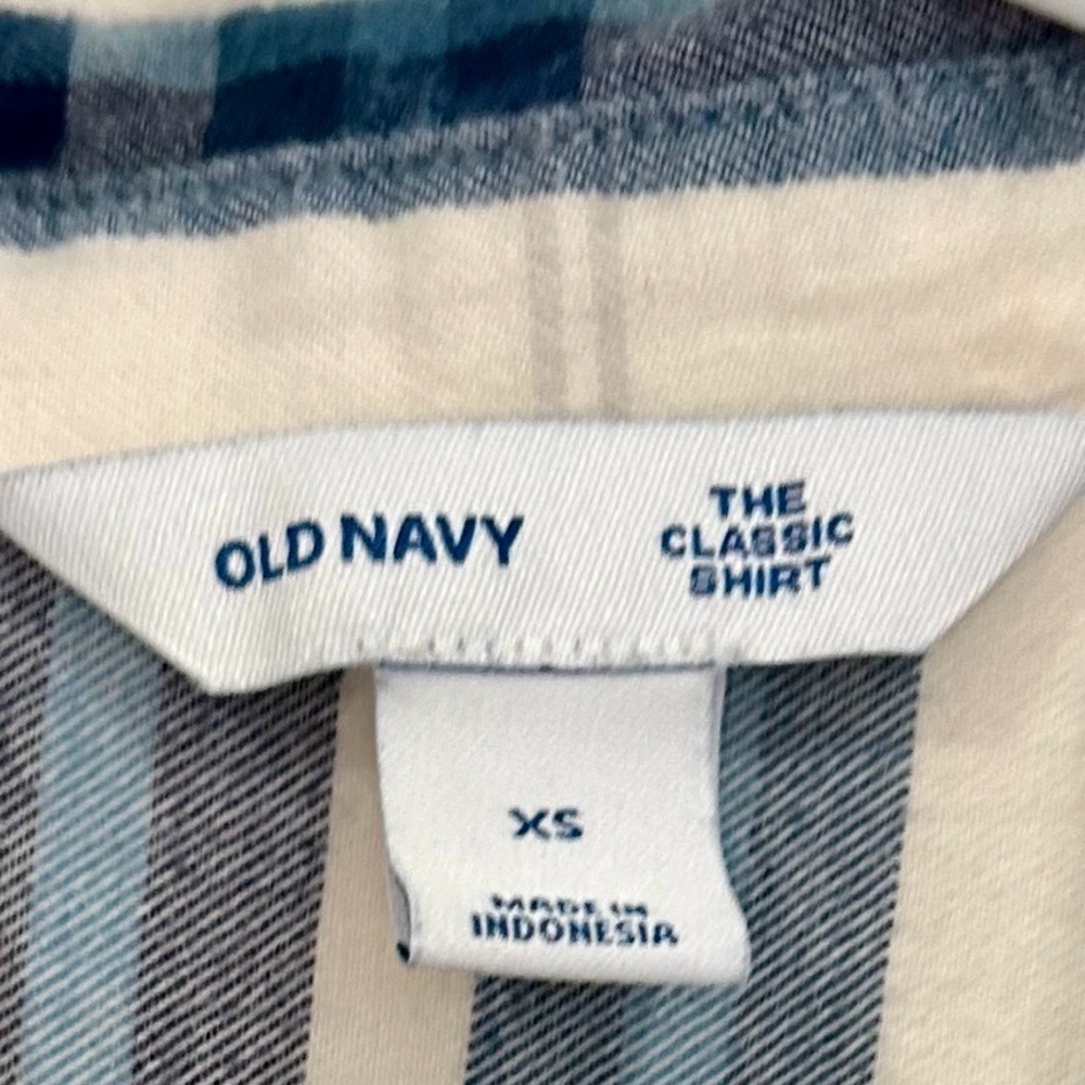 Old Navy Classic Shirt White Plaid Long Sleeve Button Up Flannel Shirt Women XS - Picture 11 of 12